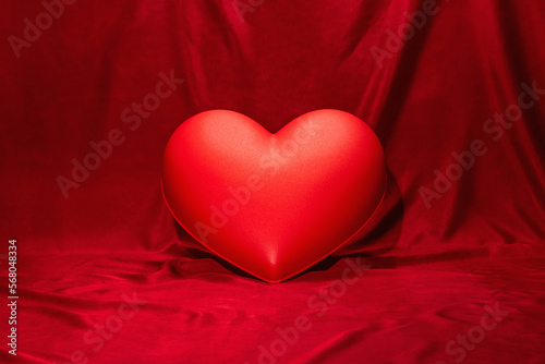 red heart on red satin  valentines day
