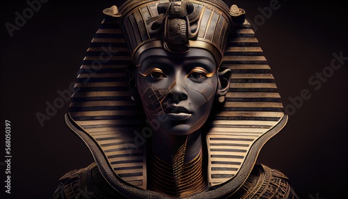 Close up of an ancient egyptian pharaon man  photo