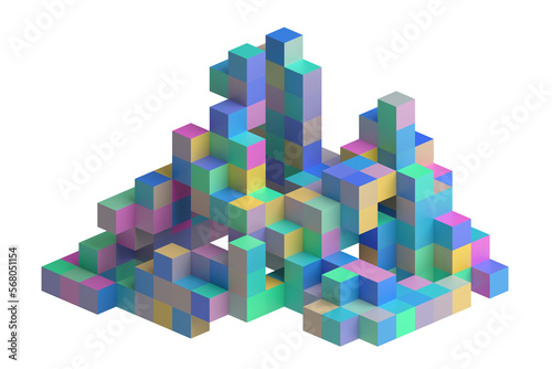 Colorful geometric structure  3d render