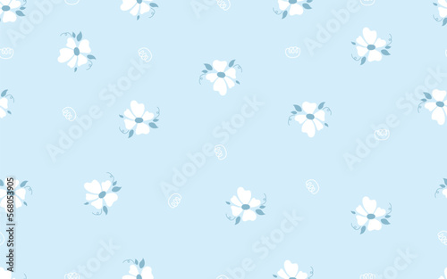 Blue pastel floral jasmine fabric clothing doodle pattern