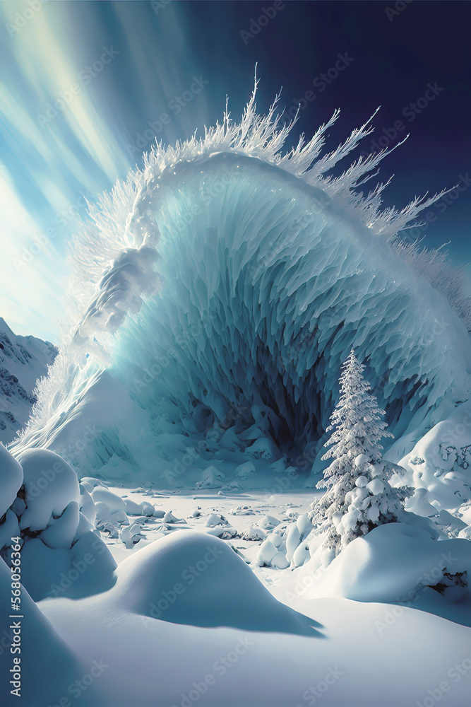 Φωτογραφία Illustration of a winter landscape, heavy snow transforming frozen trees and rocks into surreal landscape