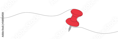 Continuous one line drawing of a paper pin. Drawing pin. Vector illustration