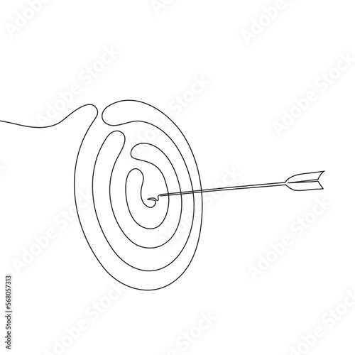 Continuous arrow pattern in the center of the target. Target drawn with one hand. Vector illustration © dariachekman