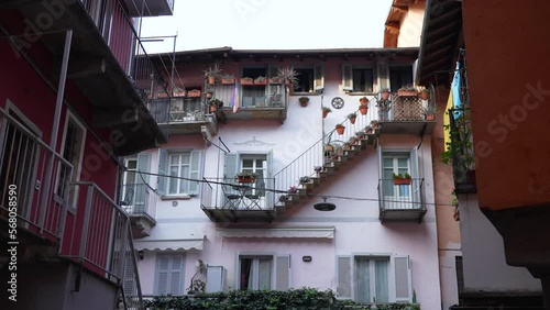 Footage typical Italian neighbourhood Verbania Italy
