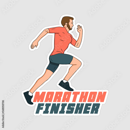Marathoner Stickers vector art print ready template