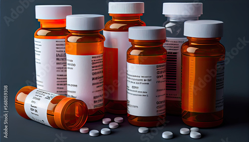 A bunch of prescription pill bottles 