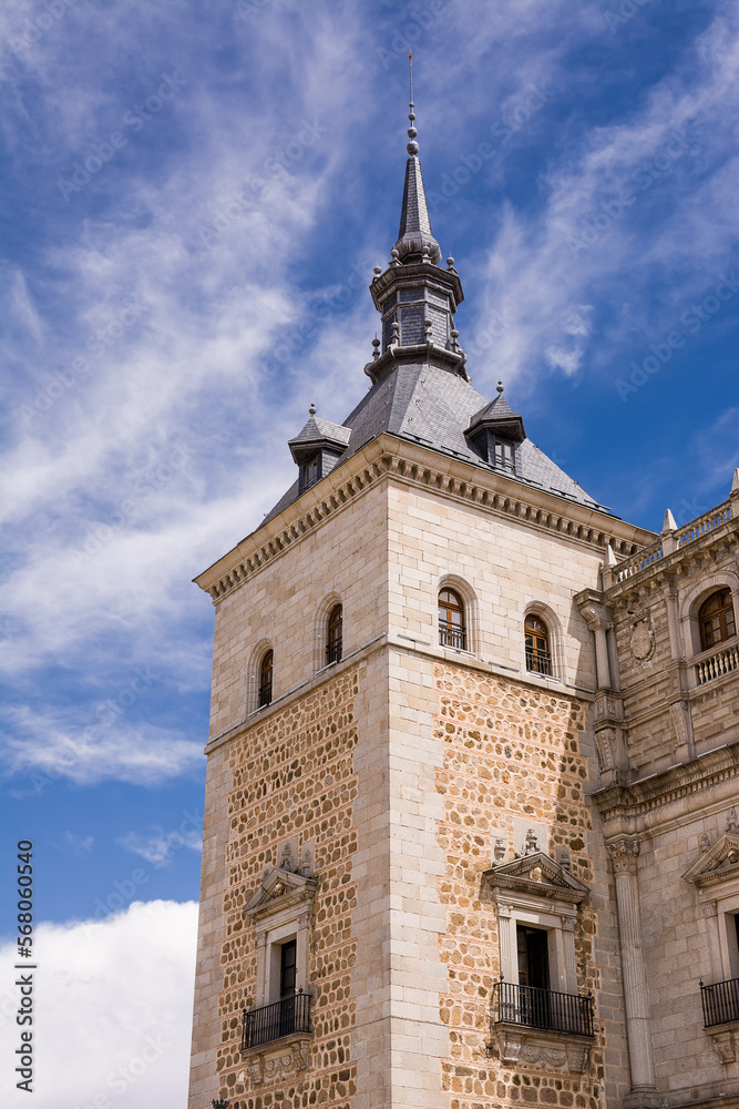 Detail of the tower and walls of the Alcazar of Toledo