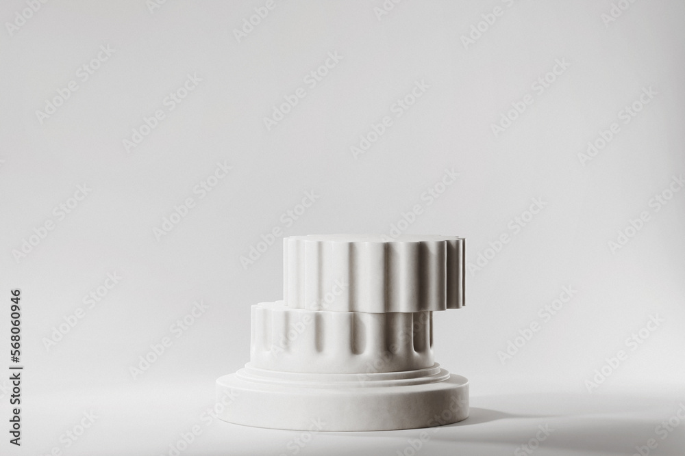 classical round pedestal product placement display 3d background rendering in ancient greek column with studio lighting front view classical round pedestal product placement display 3d background rendering in ancient greek column with studio lighting front view