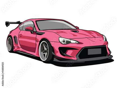 Toyota 86 wide body car illustration Fototapet