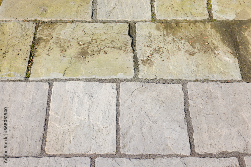 Garden patio cleaning, before and after jet washing, UK Garden patio cleaning, before and after jet washing, UK