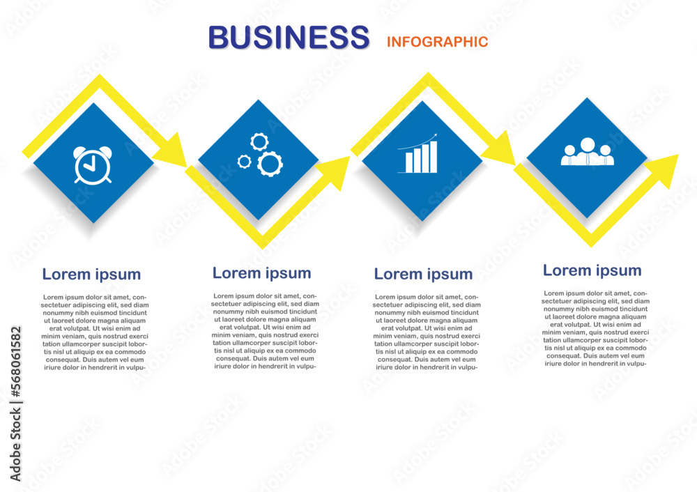 Business process graph, step to success diagram and chart illustration infographic vector Stock Illustration.