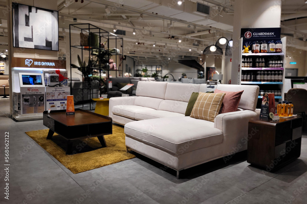 PENANG, MALAYSIA 1 FEB 2023 Interior view furniture department in