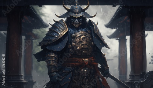 Japanese Samurai Warrior Background, Concept Art, Character Design, Generative AI photo