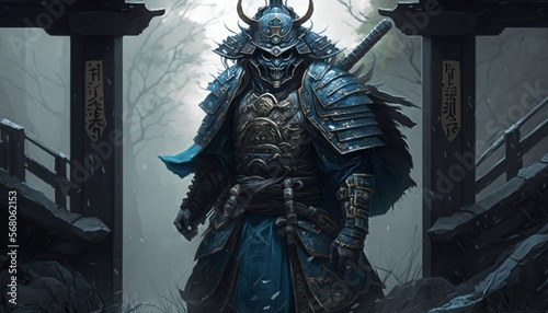 Japanese Samurai Warrior Background, Concept Art, Character Design, Generative AI