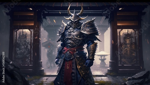 Japanese Samurai Warrior Background, Concept Art, Character Design, Generative AI photo