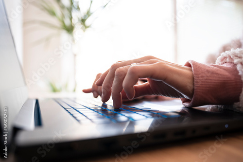 Wallpaper Mural Female hands typing and using laptop computer Torontodigital.ca
