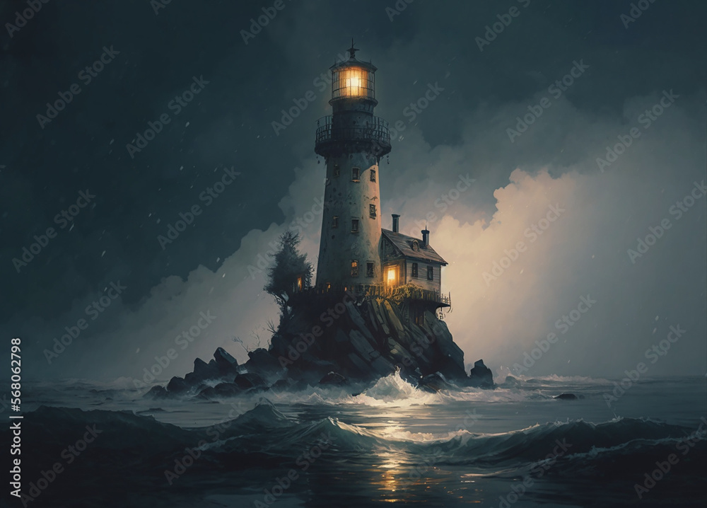 Haunted lighthouse - created with Generative AI