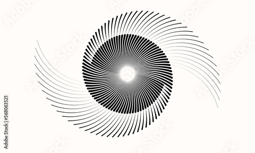 Circle with curved lines in spiral. Abstract modern art lines background. Yin and Yang symbol.