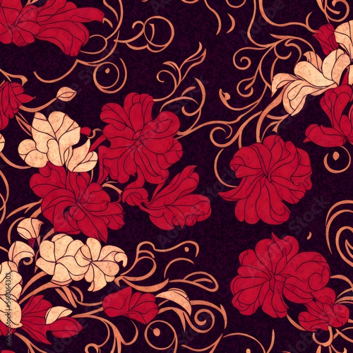 Colorful floral tiles. Generative AI