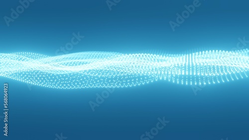 Glowing Particles Wave, Blue Background, 3D Render Abstract Background Texture