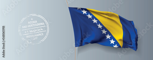 Bosnia and Herzegovina happy independence day greeting card, banner with template text vector illustration