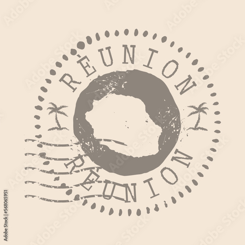 Reunion Stamp Postal. Map Silhouette rubber Seal. Design Retro Travel. Africa. Seal of Map Reunion grunge for your web site design, app, UI. EPS10.