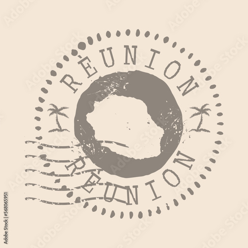 Reunion Stamp Postal. Map Silhouette rubber Seal.  Design Retro Travel. Africa. Seal of Map Reunion  grunge  for your web site design, app, UI.  EPS10.