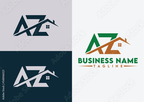 Letter AZ logo design vector template, AZ letter real estate logo