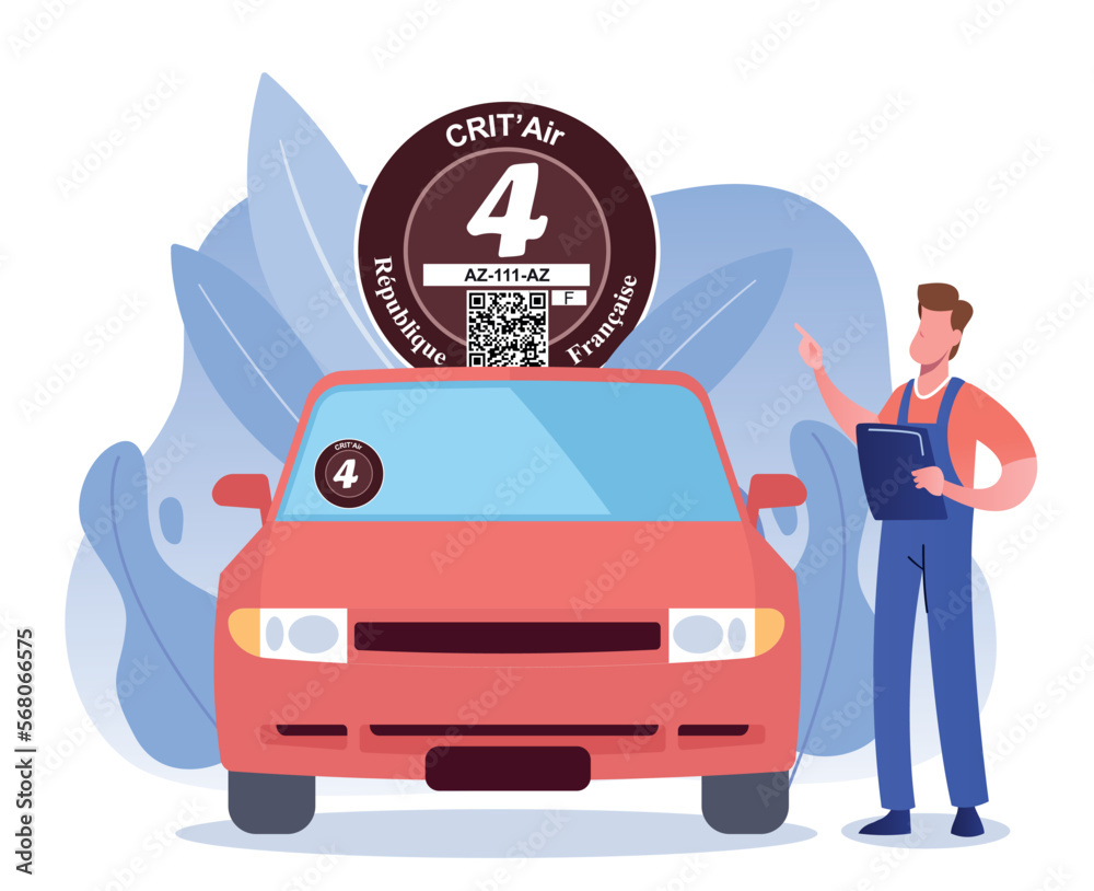 vignette crit'air marron numéro 4 - N°4 - (critair) Stock Vector ...