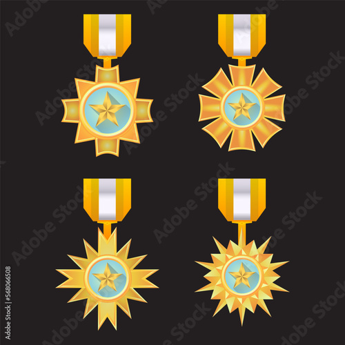 Antique award medal vector with several variations