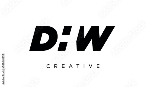 DHW letters negative space logo design. creative typography monogram vector