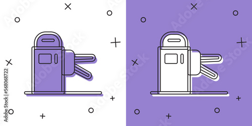 Set Turnstile icon isolated on white and purple background. Vector