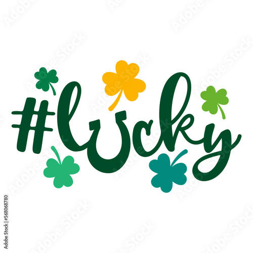 lucky hashtag with shamrock leaves. Funny Patricks day theme design. Patricks day gifts for women, men, kids, boys, girls. photo