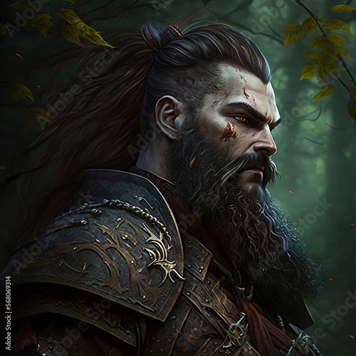 Role-play fantasy character: beared barbarian male