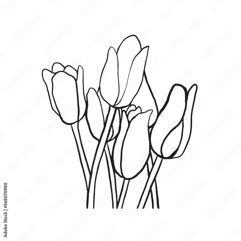 Tulips postcard for March 8. Vector graphics