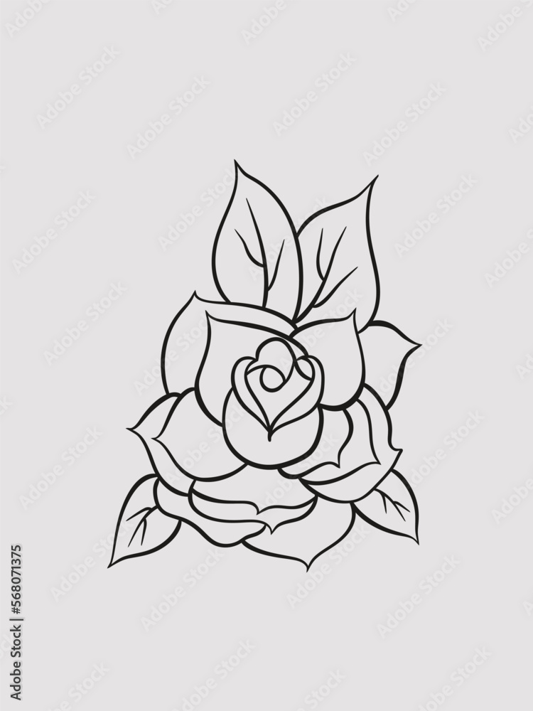 Vector Rose Flower Sketch