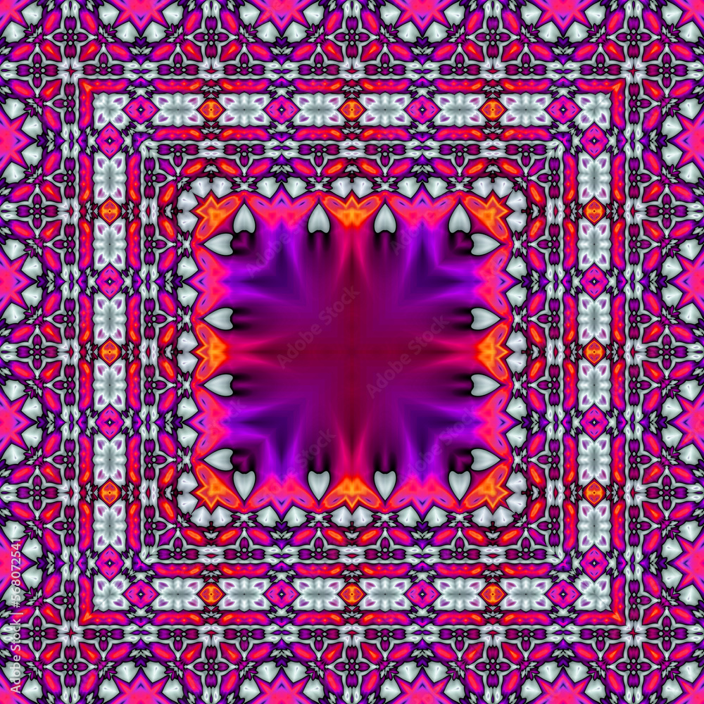 3d effect - abstract square kaleidoscopic geometric color gradient pattern 