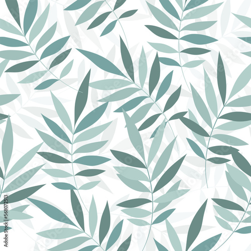 Leaves Pattern. Watercolor Tropic Palm Leaves Seamless Vector Background  Textured Jungle Print