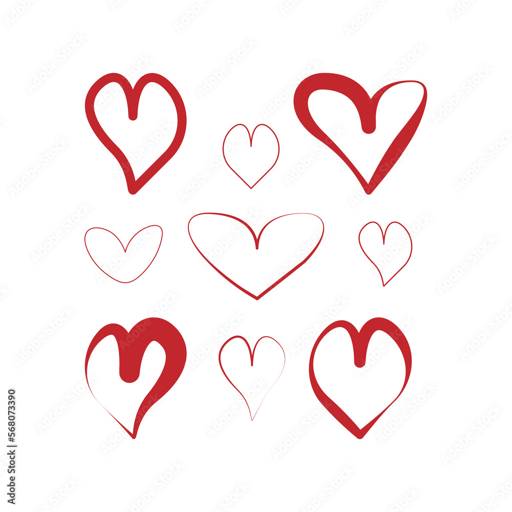 Heart icon set Hearts isolated on white background Symbol of love	decorative design elements for valentines day Vector illustration