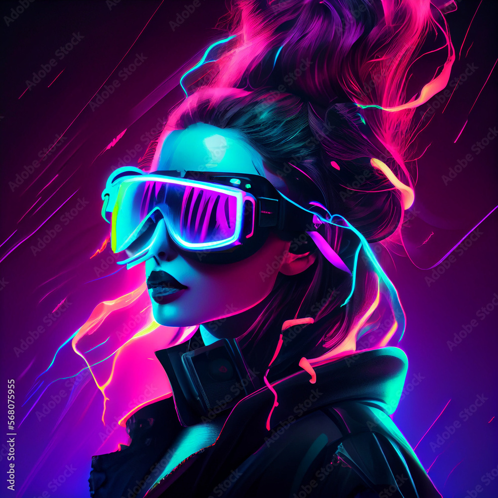 Hera Statue Cyberpunk Style. Generative Ai. Hera Statue Cyberpunk Style. Generative Ai.