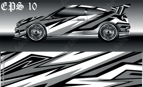 Car wrap design. Livery design for racing car. sedan, hatchback. vector format.