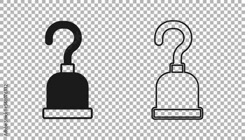 Black Pirate hook icon isolated on transparent background. Happy Halloween party. Vector