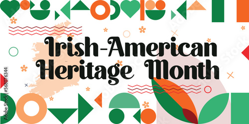 March is Irish-American Heritage Month. Irish-American contributions to the success of America. Template for background banner, card, or poster. Vector EPS10 illustration.