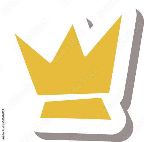 シンプルな金色の王冠のシール風アイコン