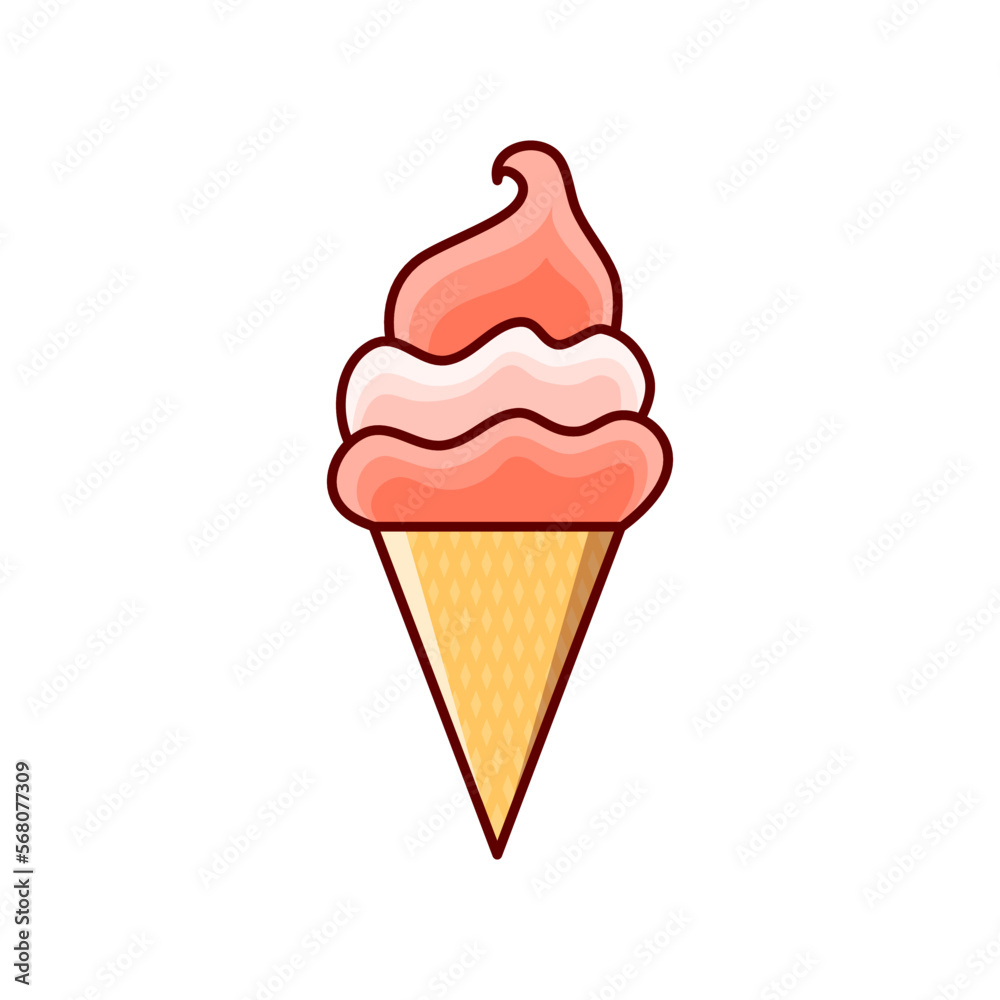 Ice cream cone isolated on white vector illustration