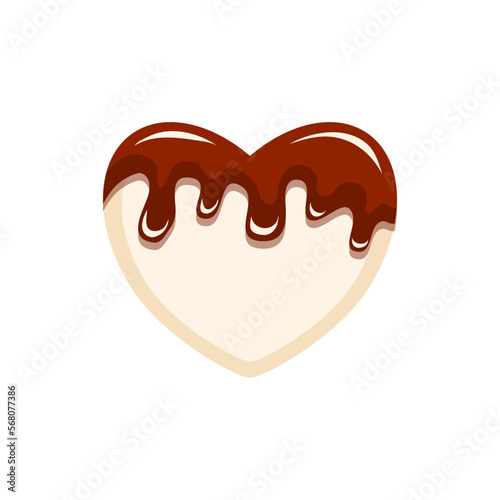 Heart shaped chocolate with chocolate dripping on heart