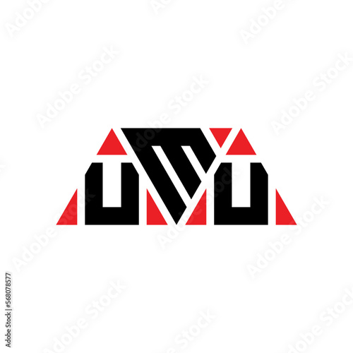 UMU triangle letter logo design with triangle shape. UMU triangle logo design monogram. UMU triangle vector logo template with red color. UMU triangular logo Simple, Elegant, and Luxurious Logo... photo