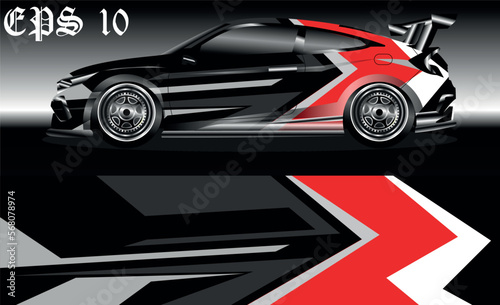 Car wrap design. Livery design for racing car. sedan, hatchback. vector format.