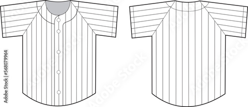 野球・縦じまのユニフォーム（前／背中）