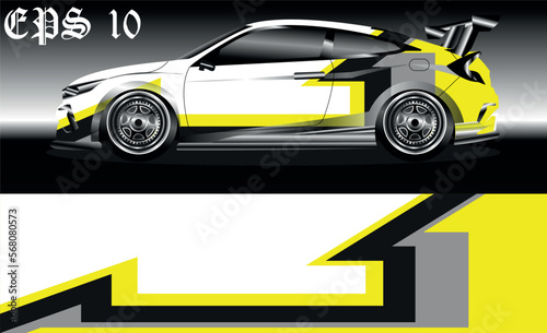 Car wrap design. Livery design for racing car. sedan  hatchback. vector format.